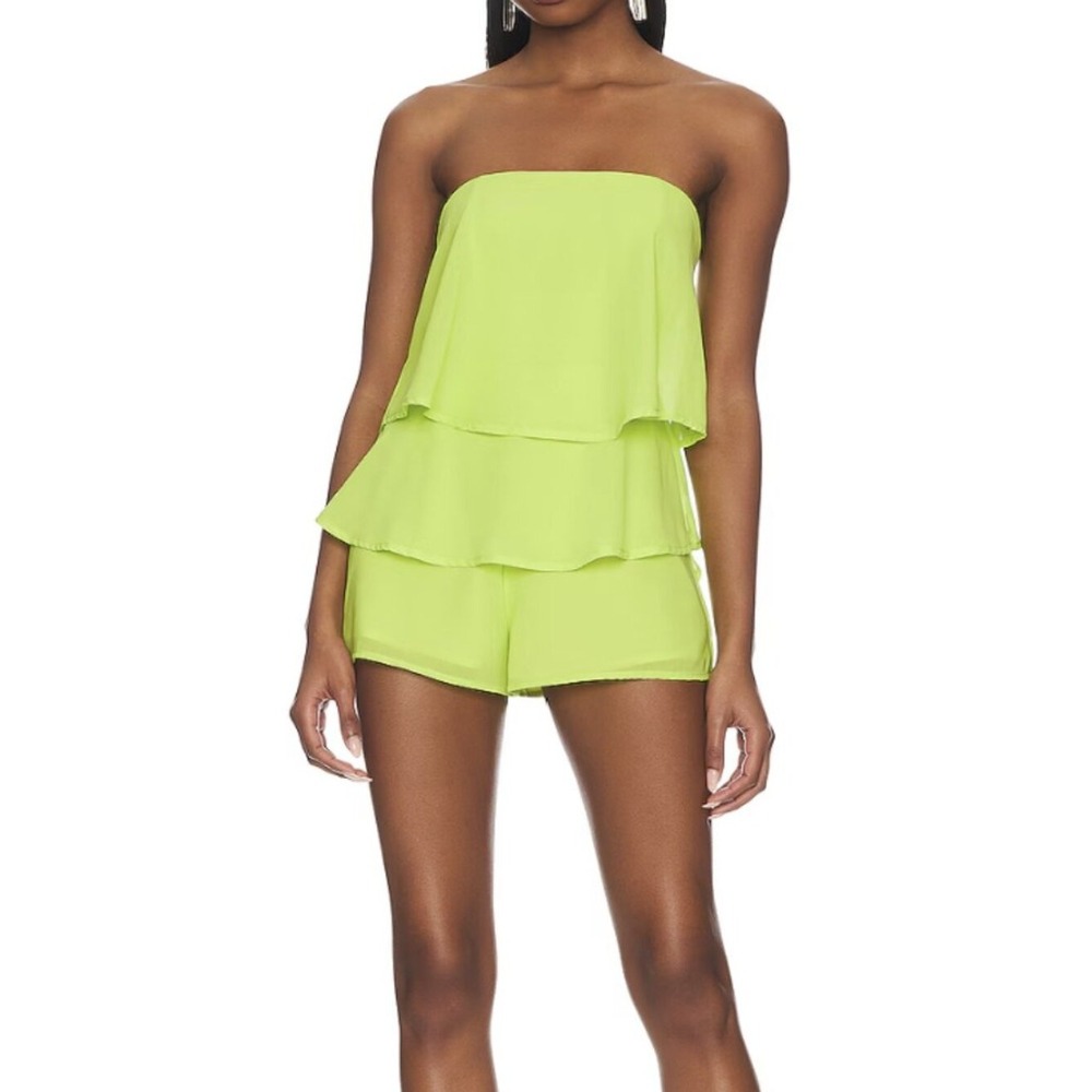 Superdown Women's Strapless Tiered Romper – Yellow – Size M